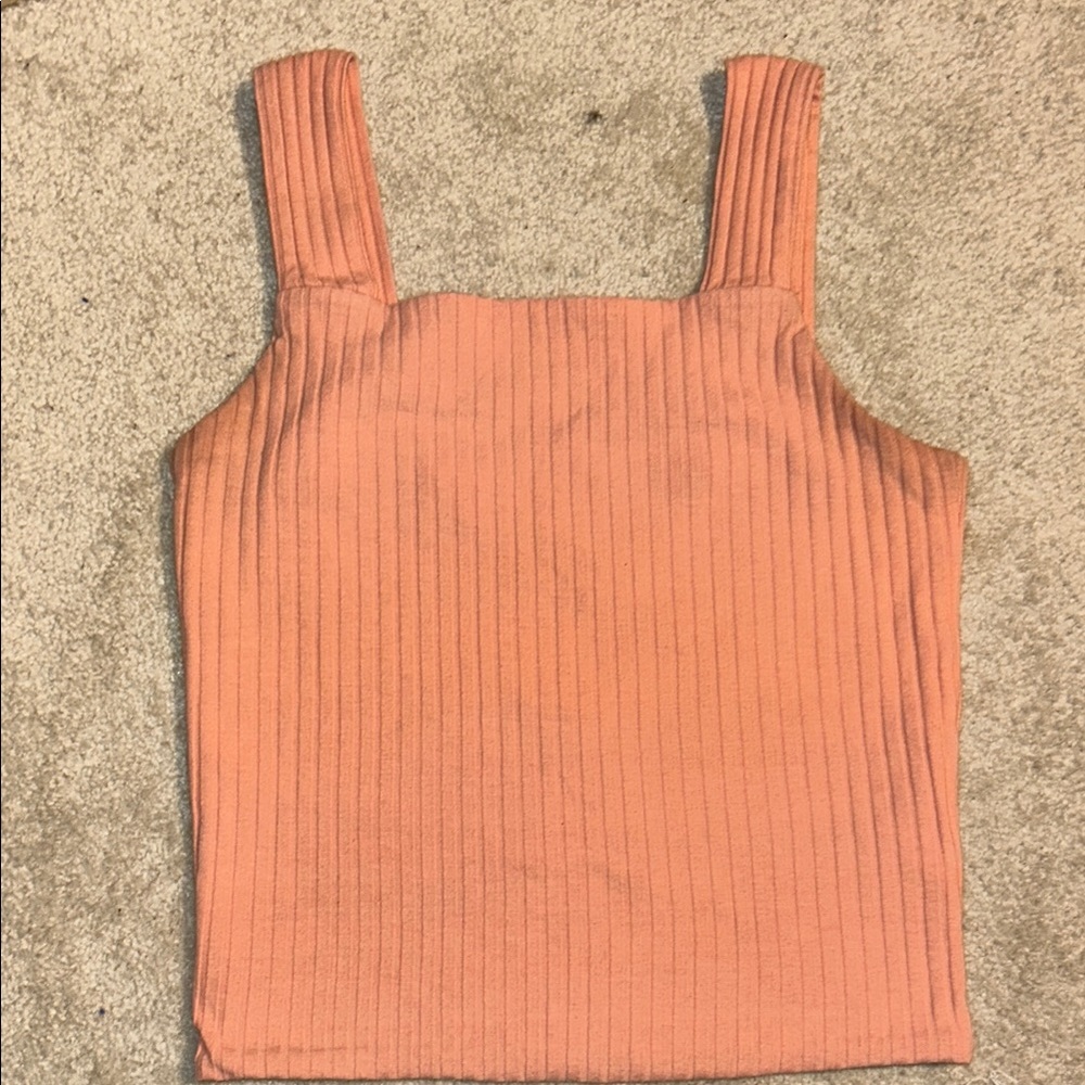 Ribbed Coral Sleeveless Top